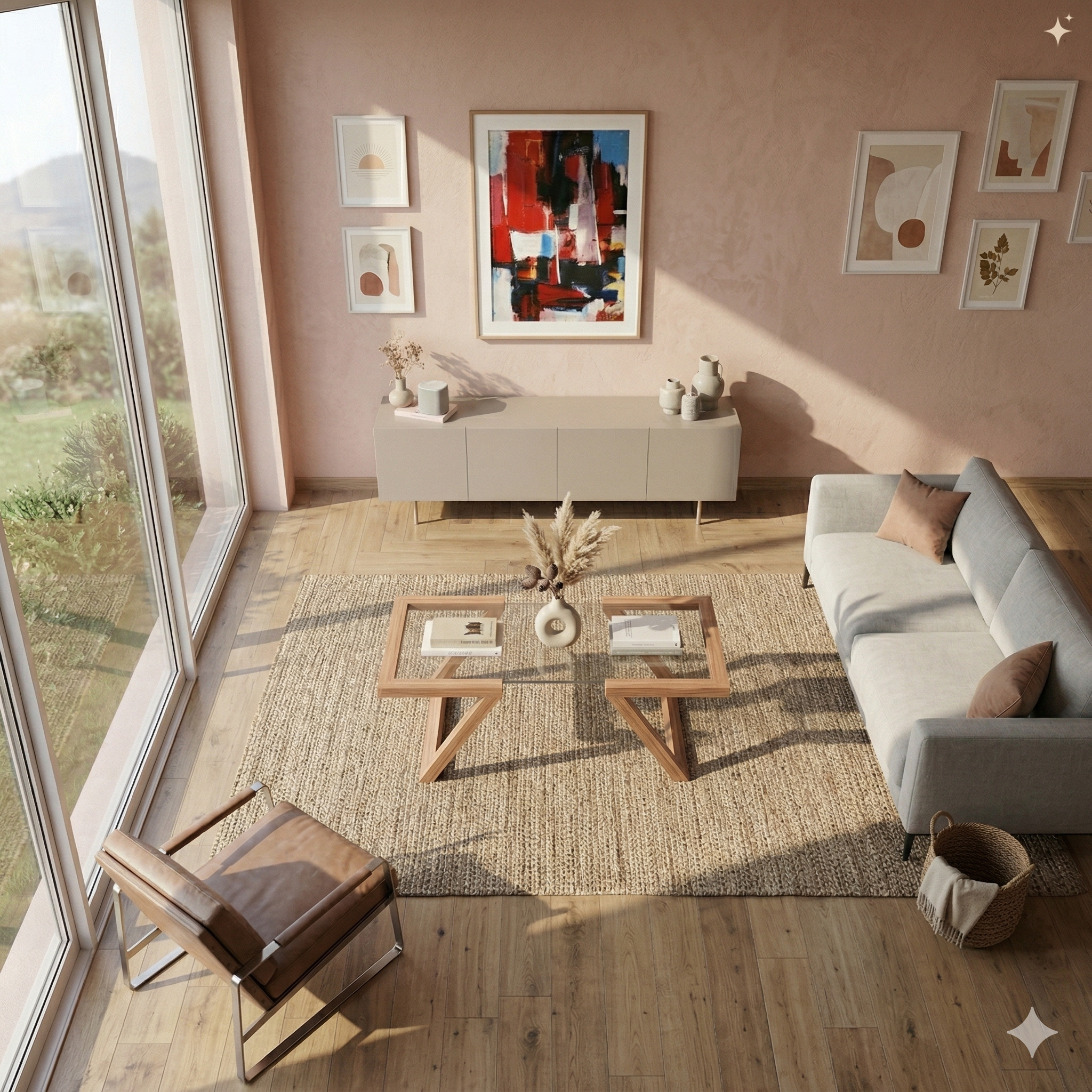 Mesa de Centro em Madeira Maciça com Tampo de Vidro – Design Contemporâneo